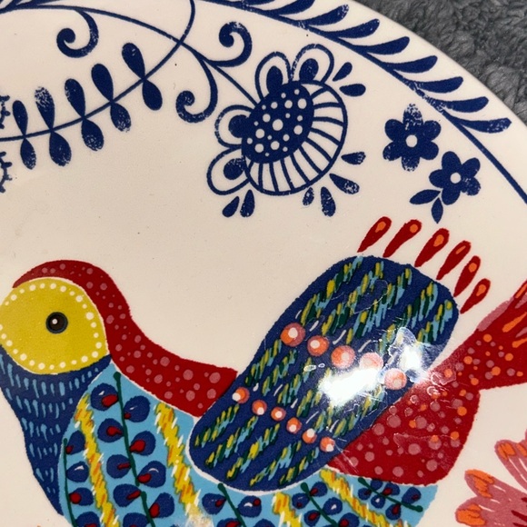 Pier 1 Imports ironstone bird plate measures 9 inches round lovely flowers - Picture 3 of 8
